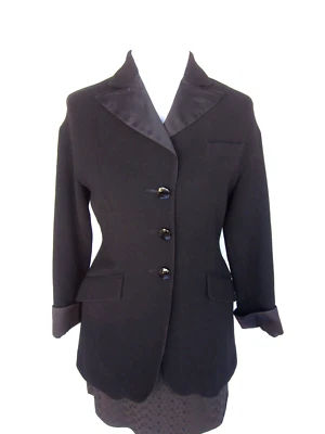 Romeo Gigli Runway Nuevo Blazer Romántico Negro Sobre Negro Forrado Seda 46 Italia De Colección Foto 1 de 4