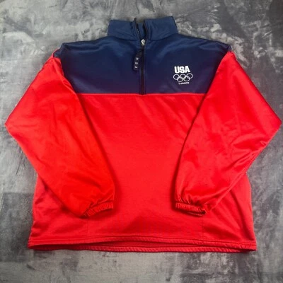 Vintage USA London Olympic Committee Half Zip Pullover Red/Blue XXL Athlete - Image 1 of 4