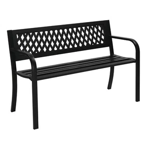 Outdoor Bench 47 in Metal Iron Garden Bench 555lbs Park Patio Yard Porch Bench - Picture 1 of 16