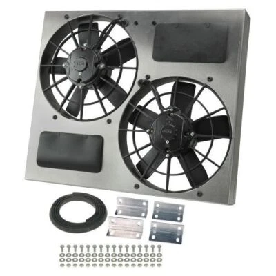 Derale 16830 High Output Dual 11" Electric RAD Fan/Aluminum Shroud Kit - Image 1 of 3