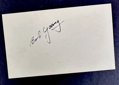 Bob Young 1948 CARDINALS SIGNED 3x5 Index Card Browns Jackie Robinson Died 1985 - Image 1 of 2