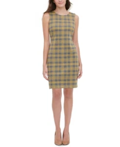 NEW TOMMY HILFIGER GRAY YELLOW PLAID CAREER  SHEATH DRESS SIZE 16  $129 - Picture 1 of 1