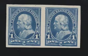 US 264P5 1c Franklin Pair Proof on Stamp Paper XF OG VLH SCV $275 - Picture 1 of 2