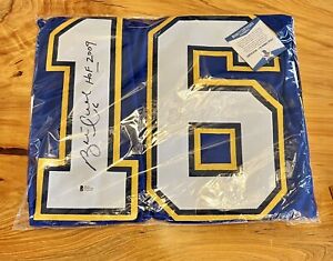 Autographed/Signed BRETT HULL St. Louis Blue Hockey Jersey BECKETT COA SIGNED 