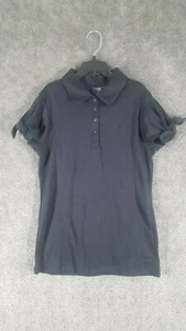 Izod Girl Sz L Polo Shirt Uniform Blue NWT Short Sleeve Puff School Top Solid - Picture 1 of 8
