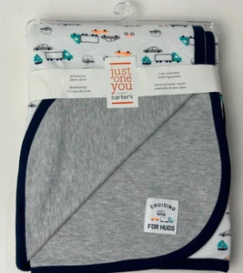Rarität Neu mit Etikett Carters Just One You Cruising For Hugs grau weiß Auto LKW Babydecke - Bild 1 von 5