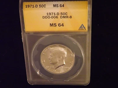 1971-D   50C       DDO               ANACS   MS 64 - Image 1 of 2