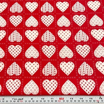 Vintage Country Classics Sweet Hearts de Ameritex algodón rojo por media yarda Foto 1 de 2