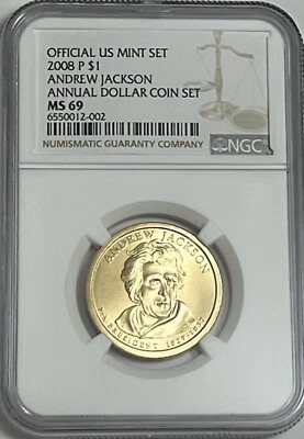 2008 P $1 NGC MS69 Andrew Jackson Annual Presidential Dollar US Mint Set - Image 1 of 3