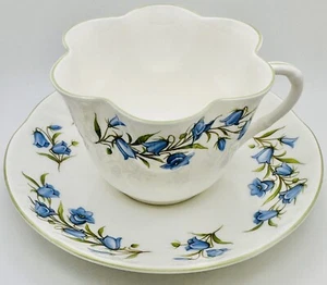 Vintage Crown Staffordshire "Bluebell" Cup & Saucer Floral England Dainty Teacup - Picture 1 of 8