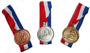 New! Alpine Ski Award Medals (Ski Racer) w/Red, White, and Blue Ribbon - Picture 1 of 1