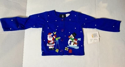 Cárdigan de Navidad bordado con lentejuelas muñeco de nieve de Papá Noel para niñas de colección 4 nuevo con etiquetas Foto 1 de 4