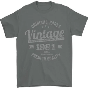 Camiseta De Hombre Vintage Del 44 Cumpleaños 1981 100% Algodón Carbón - Imagen 1 de 2