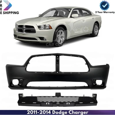 Front Bumper Cover Primed Plastic & Lower Grille Kit For 2011-2014 Dodge Charger Foto 1 de 4