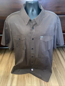 Dixxon Mens 4XL Workforce Form and Function Short Sleeve Brown Button Up Shirt - Picture 1 of 7