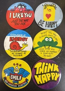 HUGE LOT-135 Vintage 60’s-70’s Pin-backs/Pins/Buttons Happy-Humor-Funny - Picture 1 of 8