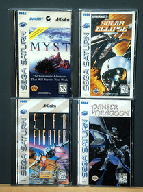 4 SEGA SATURN GAME LOT -PANZER DRAGOON-MYST-STAR FIGHTER-SOLAR ECLIPSE READ DESC