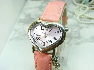 Pierre Lannier Corazón Dije Damas Reloj Analógico Cuarzo Rosa Cuero Cinturón Usado Foto 1 de 4