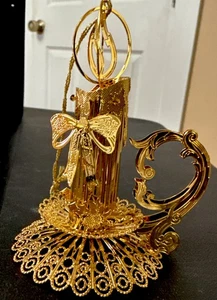 Danbury Mint ~ CANDLE STICK ~ Ornament - 23kt Gold Christmas 2001 - Picture 1 of 10