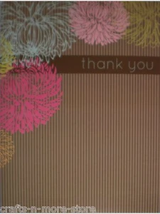 Flowers & Stripes Thank You Note Cards w/ Envelopes - Picture 1 of 1