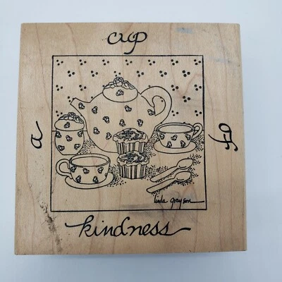 Резиновый штамп деревянный чайный набор чашка доброты штампы случаются сняты с производства новый Grayson - Изображение 1 из 4