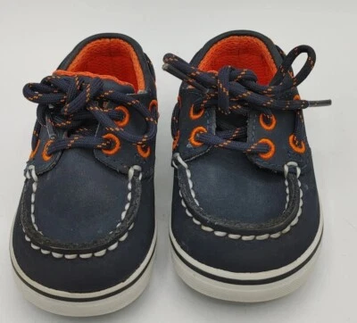Zapatos de barco Sperry Top-Sider para niños pequeños Intrepid azul marino/naranja talla 2 ¡súper lindos! Foto 1 de 4