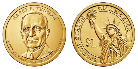 2015 P&D Harry S. Truman Presidential One Dollar Coins from U.S. Mint Rolls Cover