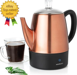 Elektrischer Kaffee Perkolator Kupfergehäuse mit Edelstahldeckel Kaffeemaschine - Bild 1 von 2
