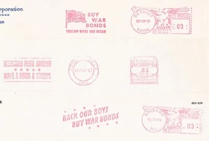 WWII Patriotic PICTORIAL METER MAIL MINI COLLECTION 3 Partial Fronts:1943 #21 9x - Picture 1 of 2