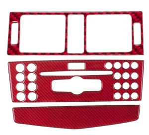 Red Real Carbon Fiber Console CD A/C Vent Cover Trim #A Fits 08-11 W204 C300 C63 - Picture 1 of 3
