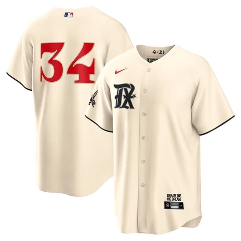 Texas Rangers Nolan Ryan #34 Nike Cream 2023 City Connect MLB Player Jersey Cover