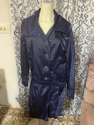 Новый без ЯРЛЫКОВ винтажный Mossimo нарядная куртка траншея размер XL темно-синий ремень полностью с подкладкой - Изображение 1 из 4