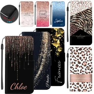 Wallet Leder Personalisiert Hülle Glitzer Druck Cover für iPhone 16 Pro Max 15 14 - Bild 1 von 108