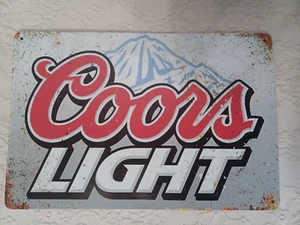 LETRERO DE PARED DE METAL CON LUZ DE PUERTA CERVEZA MONTAÑAS ROCOSAS 11 3/4" X 7 7/8" *DEFECTOS* - Imagen 1 de 2