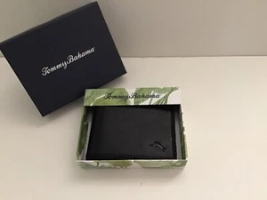 Tommy Bahama Wallet, Slim fold, Braided Edge, Black Leather - Picture 1 of 4