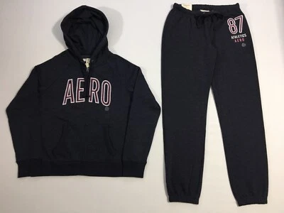 Aeropostale Aero Womens Navy Blue Hoodie & Sweat Pants Matching Set Cinch XS S M - Image 1 of 4