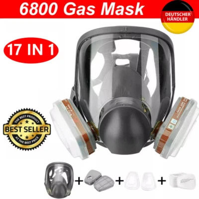 MARKENLOS 16 in 1 Full Face Gas Mask Respirator Spray Painting Safety Sets 6200 Facepiece