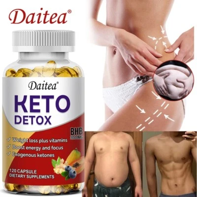 DAITEA KETO DETOX Kapsel 3000mg Fettverbrenner Keto Abnehmen 30/60/120 Kapseln