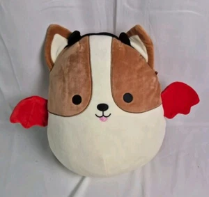 Squishmallows Reginald Corgi Puppy Dog 14" Plush Halloween Devil Bat Ex Cond - Picture 1 of 3