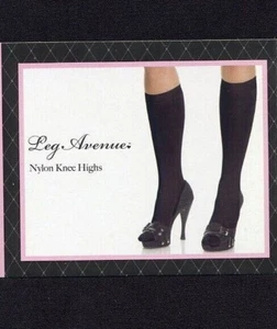 Leg Avenue Black Nylon Knee High Socks - Picture 1 of 1