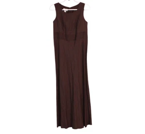 NWT Vintage Talbots Maxi Dress Size 6 Brown Linen Boho Formal Wedding Guest - Picture 1 of 13