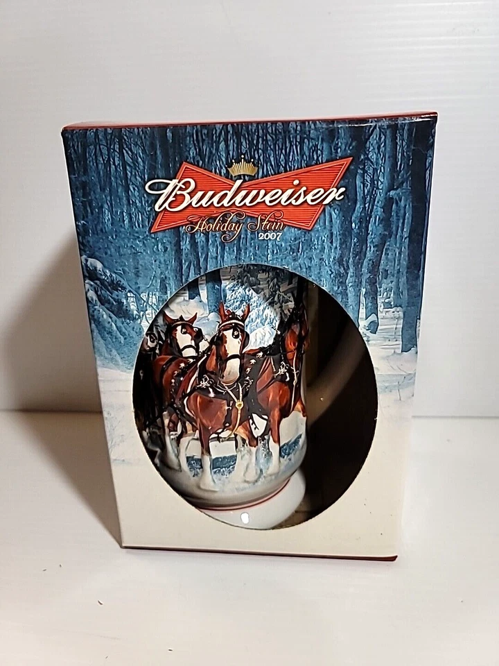 2007 Budweiser Holiday Stein Ceramic "Winter's Calm" Clydesdales