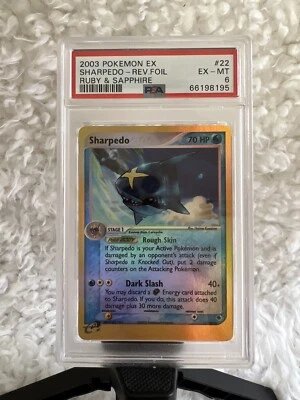 Pokémon TCG Sharpedo EX Ruby and Sapphire 22/109 Regular Rare PSA 6 - Image 1 of 2