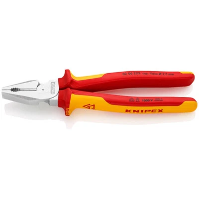 Knipex 225mm High Leverage Combination Pliers 1000V VDE Insulated 02 06 225 - Image 1 of 2