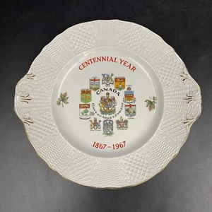 Plato decorativo vintage años 60 Canadá centenario plato porcelana brazos abrigo - Imagen 1 de 6