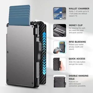 Slim Pop Up Bifold Men's Wallet with Money Clip, Minimalist Wallet RDIF Blocking - Picture 1 of 6