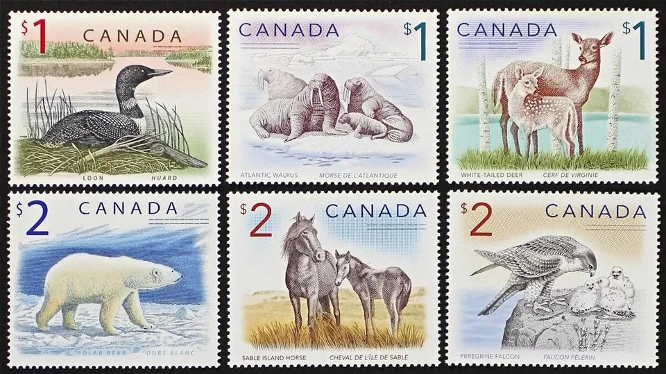 CANADA #1687/1690 $1 Loon to $2 Sable Island Horse High Values, 6 stamps Mint NH - Image 1 of 1