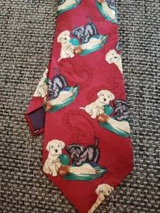 Ducks Unlimited Lab Puppies & Duck Decoy Men's Silk Tie - Picture 1 of 2