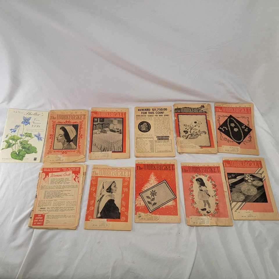 Vintage Workbasket Magazines & Farm Almanac 1998 Lot Of 11 Needlework 1960s - Image 1 of 4