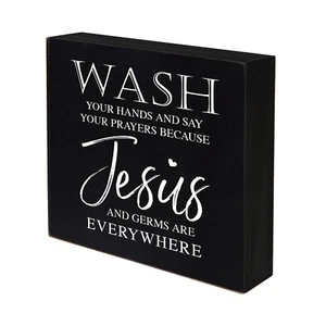 Funny Bathroom Wall Signs 6x6 Shadow Box Decor - Wash Your Hands And Say - Picture 1 of 16